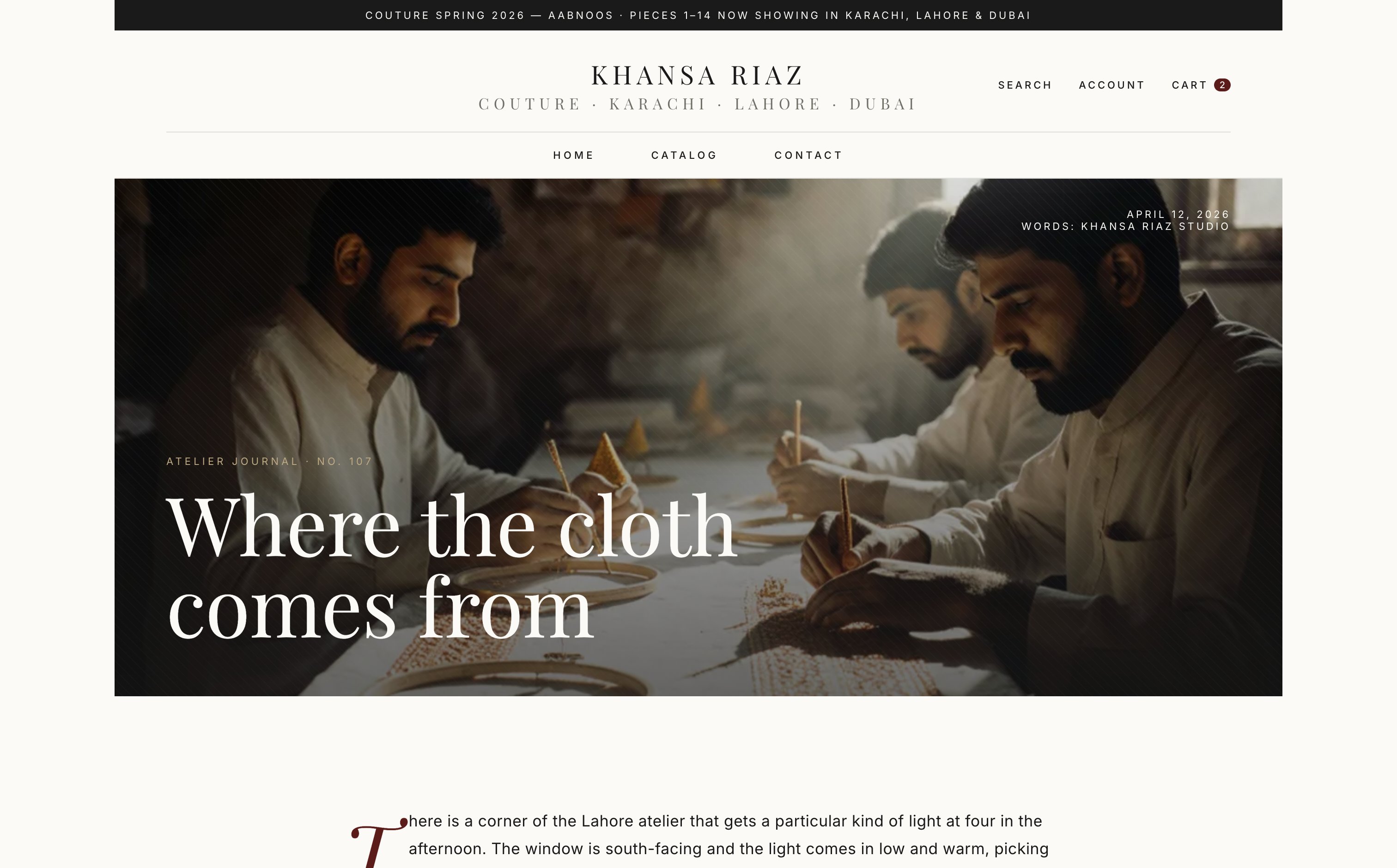 Journal article — full-bleed editorial hero with 88px serif headline