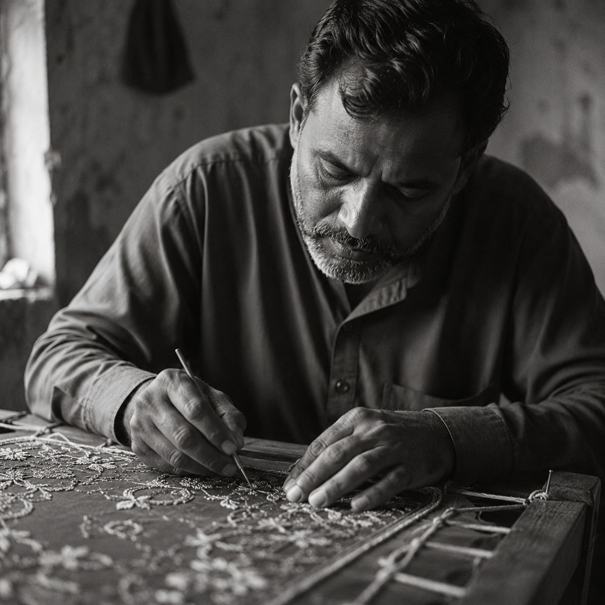 Heritage / Artisan Provenance — Master karigar in his Multan workshop